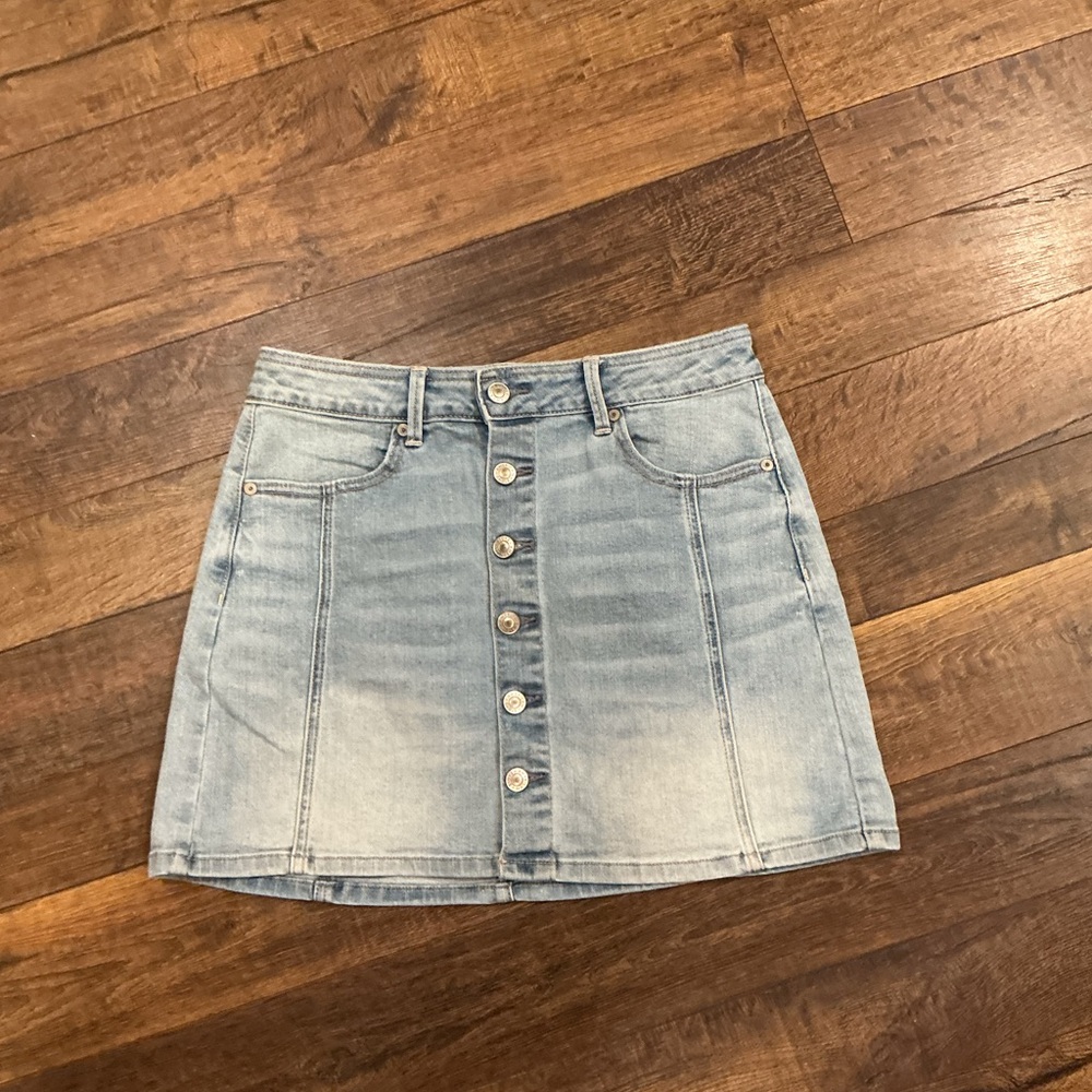 American Eagle Outfitters Button-Front Denim Mini Skirt
